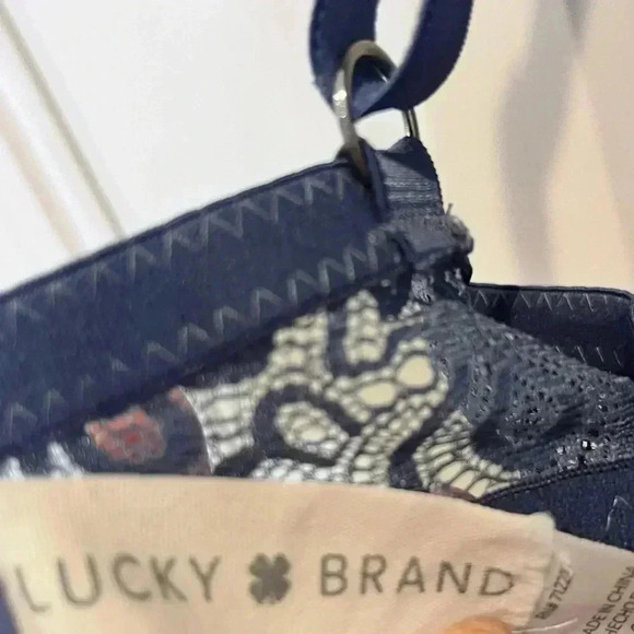 Lucky Brand Cornflower Medium Blue 38B bra with lace band underwire lined - Picture 3 of 8